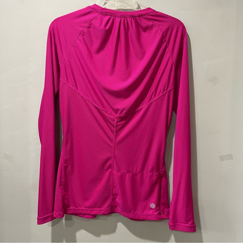 Athleta PUMP IT UP Pink Striped Athletic Long Sleeve Workout Shirt Size Small - Picture 8 of 8